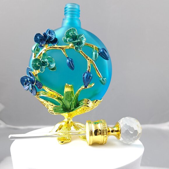 Stunning Blue Frosted Glass Decorative Bottle - Picture 7 of 8